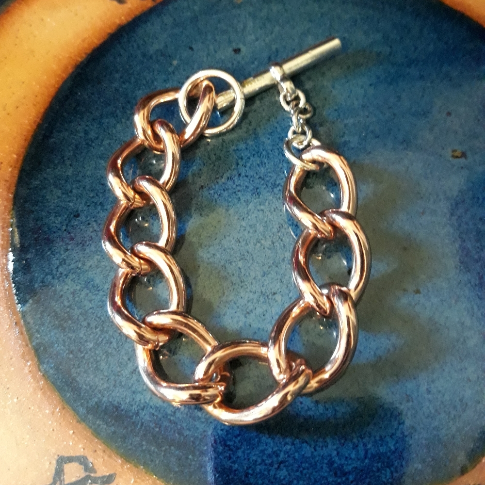 Daniel Massimo Men's Bronze Rose Rhodium Bracelet, Made in Italy